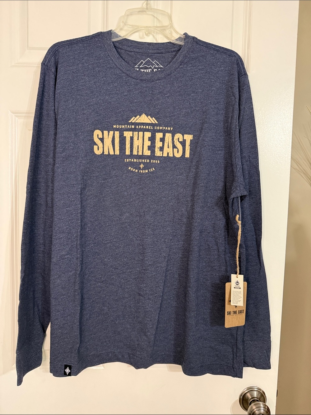 Ski The East - Men's Long Sleeve Crewneck Tee - marbled navy